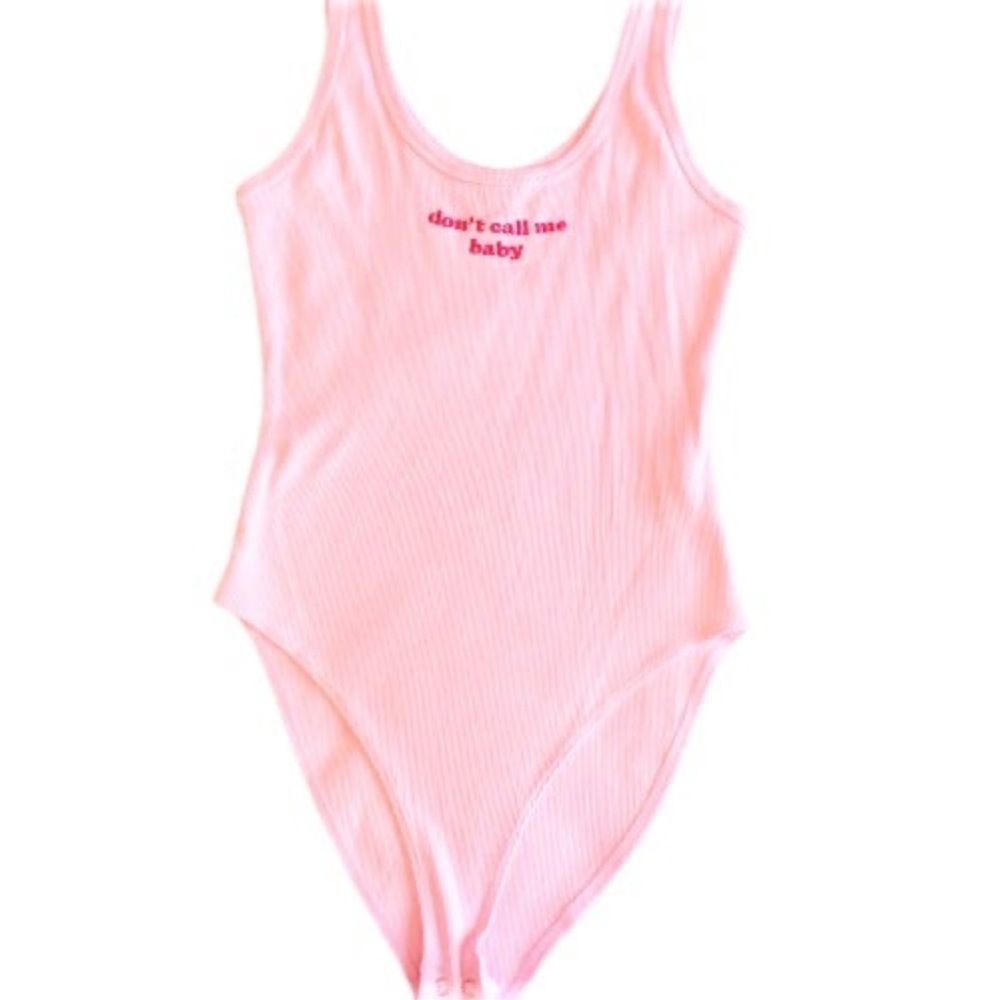 FOREVER 21 - “DON’T CALL ME BABY” EMBROIDERED BODYSUIT ROMPER (S)
